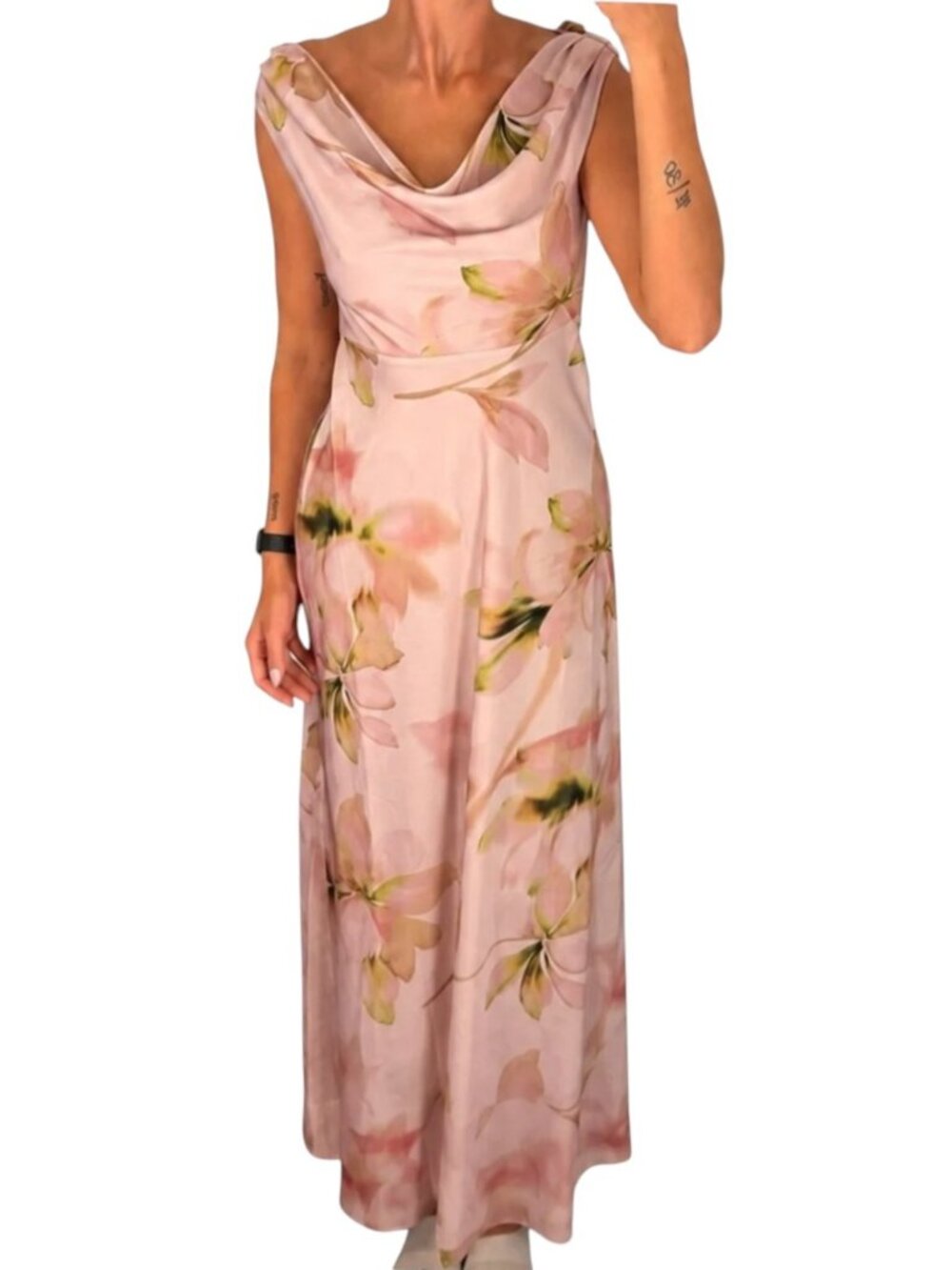 Joie Blush Floral Cowl-Neck Maxi Dress
